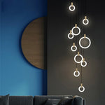 Simple Loft Chandelier lights handing Aluminum rings  fixtures for Bar Restaurant Stairs Light  Parlor Villa Chandelier lamp